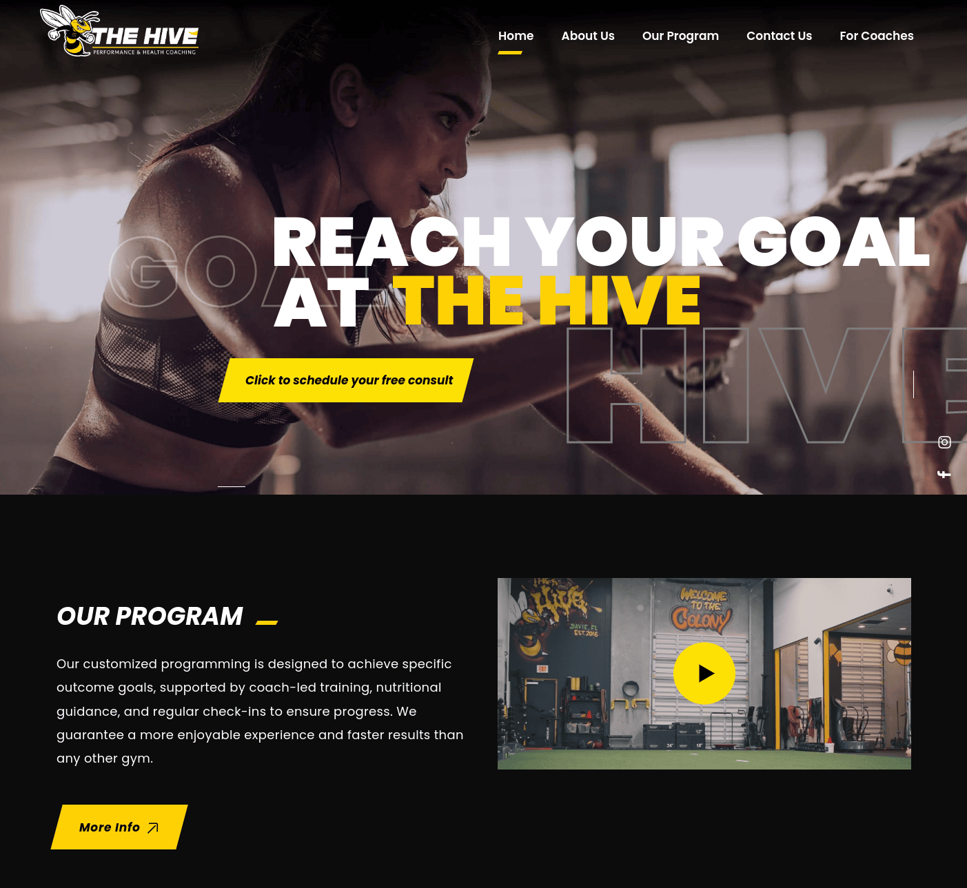 Portfolio for Hive Performance Gym